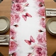 thumbnail image 5 of Table Runners 72 Inches Long Dress Scarves, Pink Roses Farmhouse Kitchen/Dining Table Runner, Coffee Tablerunners, Spring Floral Elegant Pastoral Butterfly 14x72 Inch, 5 of 9