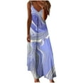 thumbnail image 2 of Women's Summer Dress Sleeveless V Neck Floral Print Pleated Maxi Dress with Straps for Beach Resort Seaside Outings Casual Dress, 2 of 5