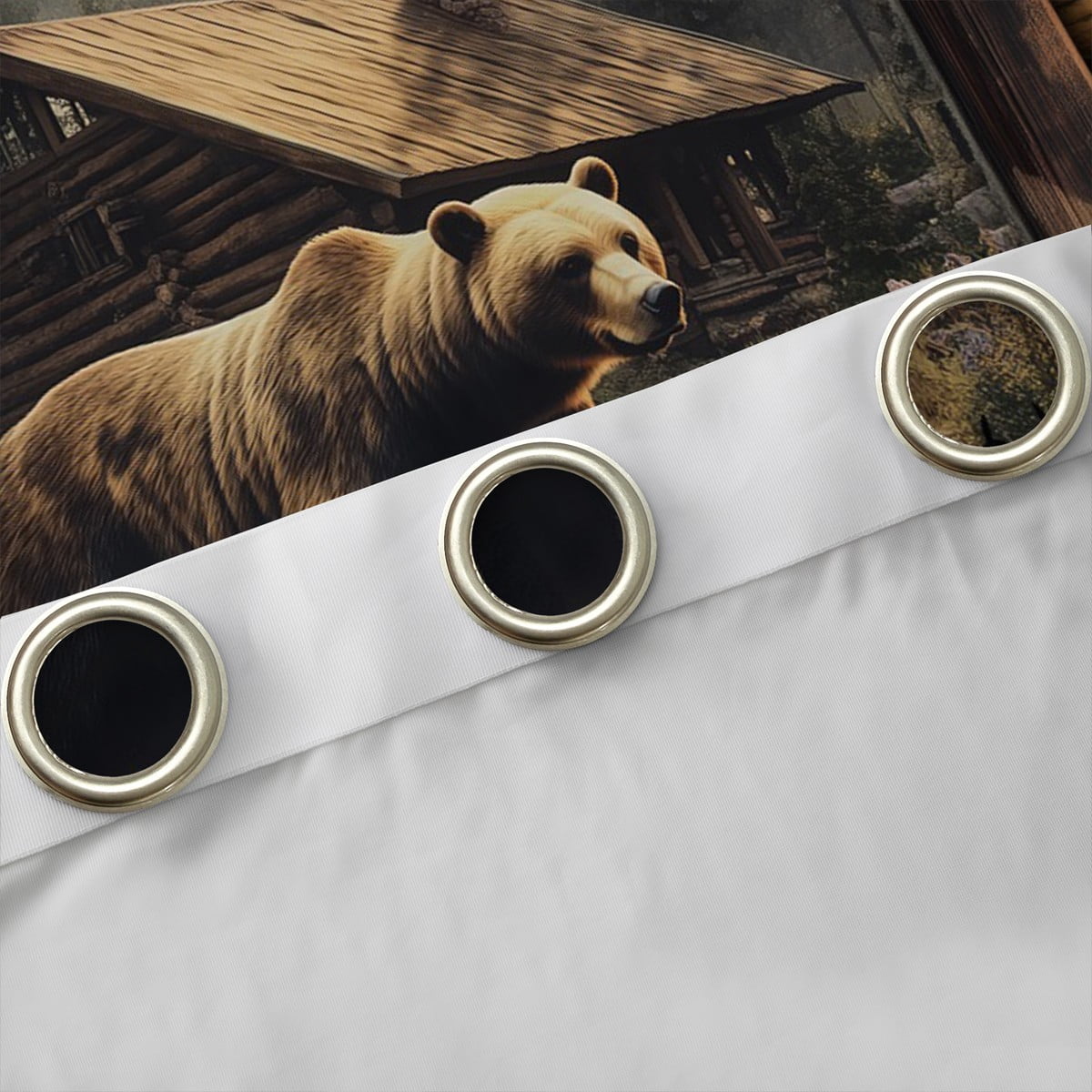 jejeloiu Jungle Wildlife Bear Blackout Curtains Set of 2 (52x84 Each),Old Barn Door Window Curtains,Rustic Farmhouse Cabin Curtains and Drapes For Boys Kids,Ultra Soft Home Decor
