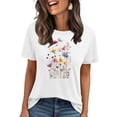 thumbnail image 3 of Pxxlle Summer Shirts for Women Fashion Flower Graphic Tee Shirt Casual Short Sleeve Tshirt Loose Fit Crewneck Tshirts (White L), 3 of 5