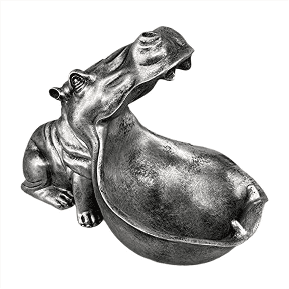 Hippopotamus Statue Home Resin Hippopotamus Figurine Fun Candy Dish,Key Bowl,Big Mouth Sculpture Table Art Decoration C