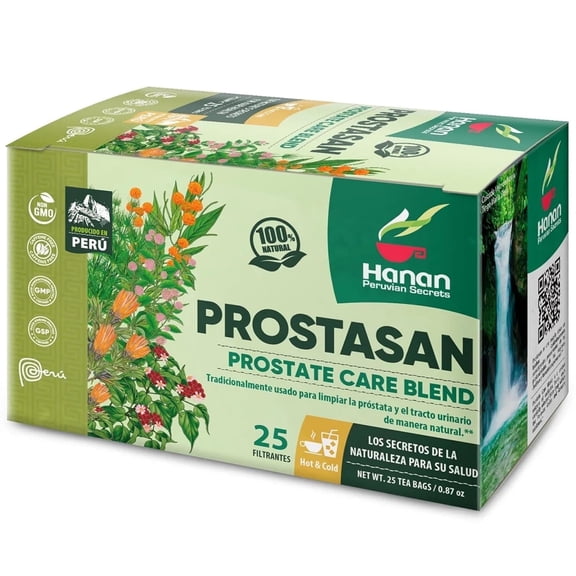 Prostasan Prostate Blend - Herbal Tea Annatto Leaves (Achiote), Humanpinta, Cat's Claw (Uña de Gato), Horsetail (Cola de Caballo) and Soldier's Herb (Matico) - 25 Teabags from Peru for Prostate Care