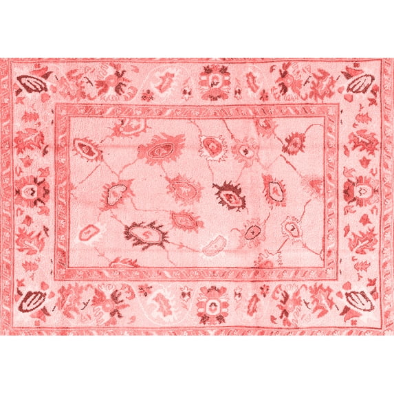 Ahgly Company Machine Washable Indoor Rectangle Oriental Red Traditional Area Rugs, 6' x 9'