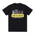 thumbnail image 1 of La vida es corta, hazla más corta, camiseta Trenbol, camisetas de algodón, cuello redondo, manga corta, ropa urbana, camisetas gráficas Harajuku unisex, 1 of 7