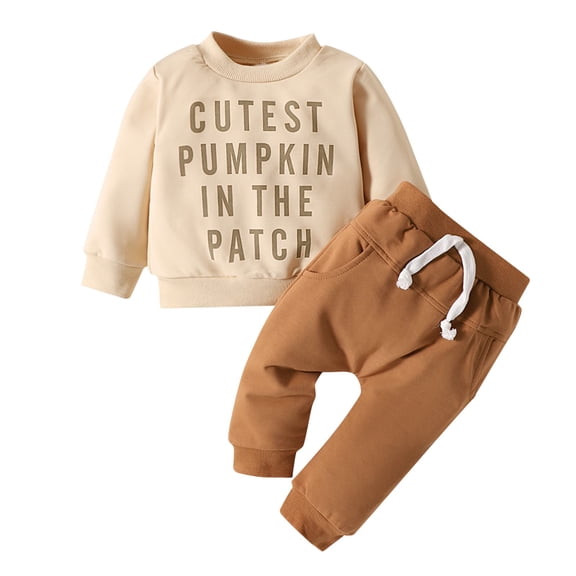 Akiihool Baby Boy Outfits Baby Boy Clothes 3 6 12 18 Months Ribbed Knitted Long Sleeve Romper and Pants Sets Newborn Fall Splicing Color Outfits(Beige,2-4 Years)