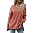 thumbnail image 2 of Babysbule Chandails Sans Capuche pour Femmes Automne et Hiver Mode Col en V Manches Longues, 2 of 5