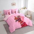 thumbnail image 2 of Castle Fairy Chic Microphone Full Size Bedding Sets 7 Pieces,Black Girl Full Size Bed in a Bag,Hot Pink Red,Pink Reversible, 2 of 7