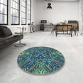 thumbnail image 3 of Ahgly Company Indoor Round Patterned Dark Gray Black Area Rugs, 5' Round, 3 of 6