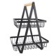 thumbnail image 5 of Soporte para cesta de frutas, diseño hueco negro, hierro multifuncional, estante de almacenamiento de frutas de 2 niveles para sala de estar, cocina, comedor, 5 of 10