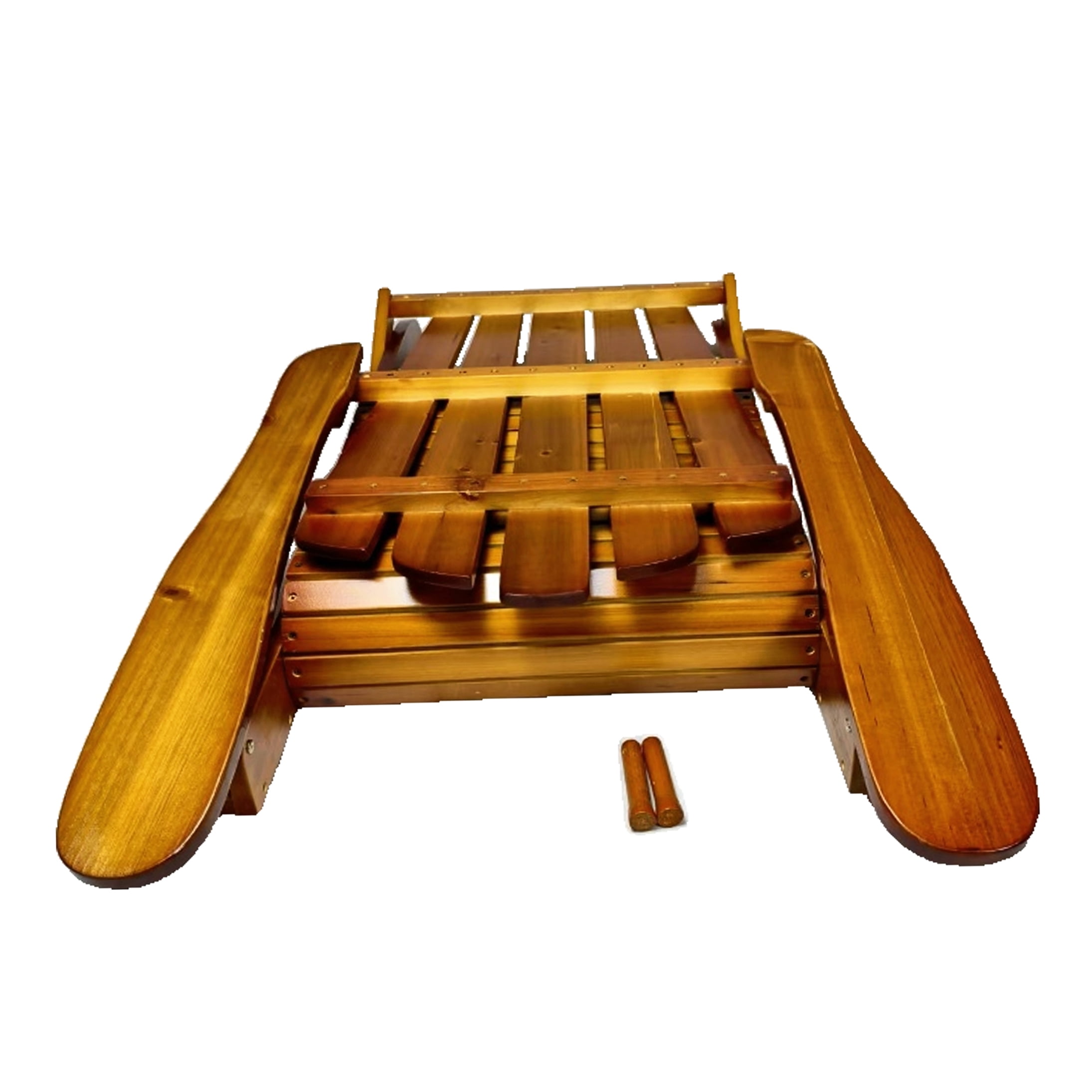 COSMOS Oak Foldable Adirondack Chair for Patio or Garden, Solid Hardwood Outdoor Lounge Chair with Wide Armrests