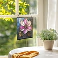 thumbnail image 3 of Cherry Blossom Flower Stained Glass Panel Suncatcher Square Window Hanging, 8 Inch Real Glass Decorative Art Sun Catcher for Home, Gift, and Garden Decor 78OR7, 3 of 6