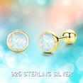 thumbnail image 7 of TANGPOET 925 Sterling Silver Round Opal Stud Earrings, Screw Back Design Fine Jewelry for Women Daily Wear, 7 of 7