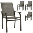 thumbnail image 1 of Outsunny Ensemble de 4 Chaises de Patio avec Accoudoirs et Dossier Haut, Brun, 1 of 10