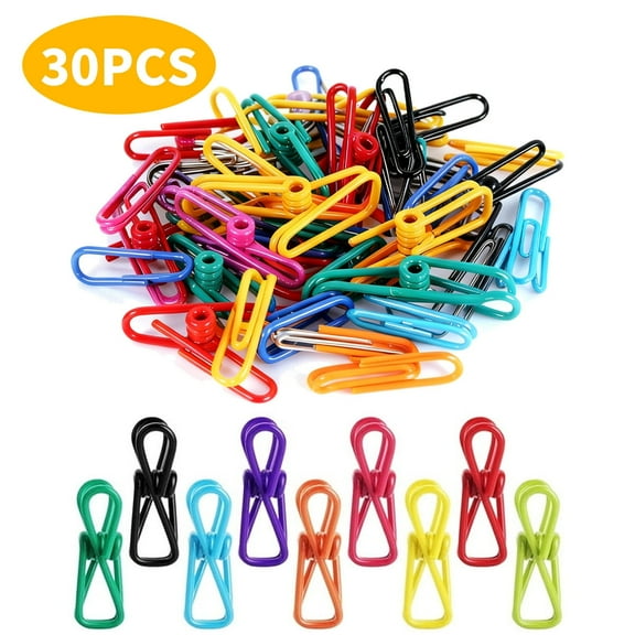 30 Pack Assorted Chip Bag Clips Utility - PVC 2 Inch Coated Colorful Sealer for Sealing Food - Paper Holder, Clothesline Clip for Laundry Hanging, Kitchen Bags, Multipurpose Clothes Pins Random color