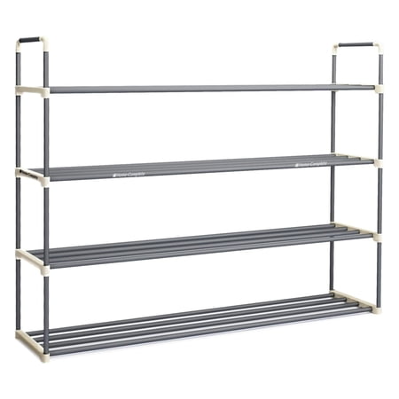 Home-Complete 4-Tier Shoe Rack for 20 Pairs Sneakers, Heels, Boots (Gray)