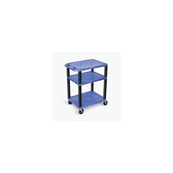 Luxor WT34BUS Tuffy Utility Cart - Three Shelves, 4" Silent-Roll, Full-Swivel Heavy-Duty Casters, Multipurpose Storage for Video Projector, TV, Laptop, Printer Stand, NSF Certified
