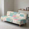 thumbnail image 3 of ZIATUBLES Flower Patchwork Armless Sofa Futon Slipcovers, Stretch Couch Cover Dustproof Elastic Furniture Protector Machine Washable for Living Room Bedroom, 3 of 9