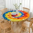 thumbnail image 3 of Vibrant Tie Dye Spiral Round Fitted Tablecloth with Elastic Edge,Dining Table Cover Waterproof,Outdoor Round Tablecloth for Camping,Dining,Indoor and Outdoor, 3 of 7
