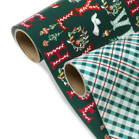 The Pioneer Woman Christmas Wrapping Paper, Double Roll, 30in 45 Sqft, Jolly and Plaid