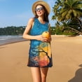 thumbnail image 3 of Easygdp Abstract Night Sky Tree para Vestido Transpirable de Mujer, Vestido Suelto de Manga Corta con Pliegues y Bolsillos para el Verano, 3 of 7