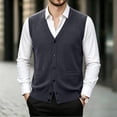 thumbnail image 2 of successthop Wool Sweaters for Men Cardigan Sleeveless V Neck Tops Button Up Knitwear Light Solid Fall Casual Clothes, 2 of 7