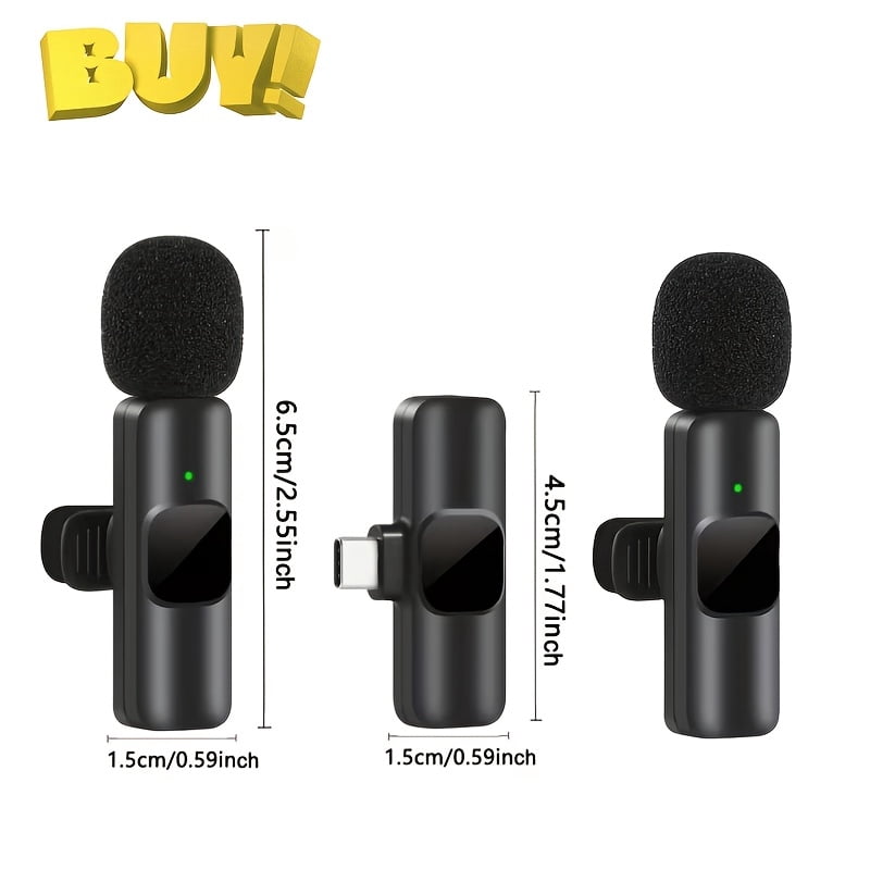 Wireless Lavalier Microphone Kit with 2 Mics, Receiver, Noise Reduction, Plug & Play, Omnidirectional, Portable
