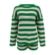 thumbnail image 5 of Conjunto de Ropa de Salón de las Mujeres de Punto a Rayas de Manga Larga Cuello Redondo Top + Pantalones, Tela Elástica Suave para el Hogar Y el Uso Diario, 5 of 6
