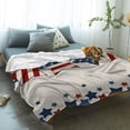thumbnail image 2 of Independence Day Blanket, Super Soft Fleece Throw Blanket Burlap American Flag Blue and Red Stars Blankets Cozy Warm Fluffy Flannel Blanket Winter Decor Throws for Couch Bed Sofa, 30x40 inches, 2 of 6