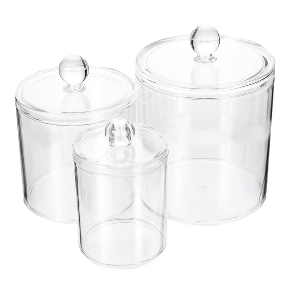 ETHZZLE Set of 3 Clear Apothecary Jars for Bathroom Storage, Ideal Cotton Holders