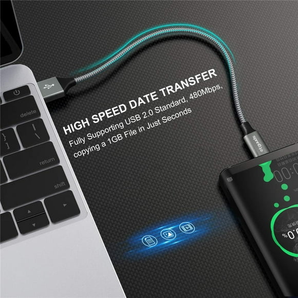 etguuds 2-Pack 1ft USB C Cable 3A Fast Charge, Short USB A to Type C Charger Cord Braided for Samsung Galaxy A10e A15 A25 A54 A51 A50, S24 S23 S22 S21 S20 S10 S10E S9, Note 20 10 9, Moto G G9 G8