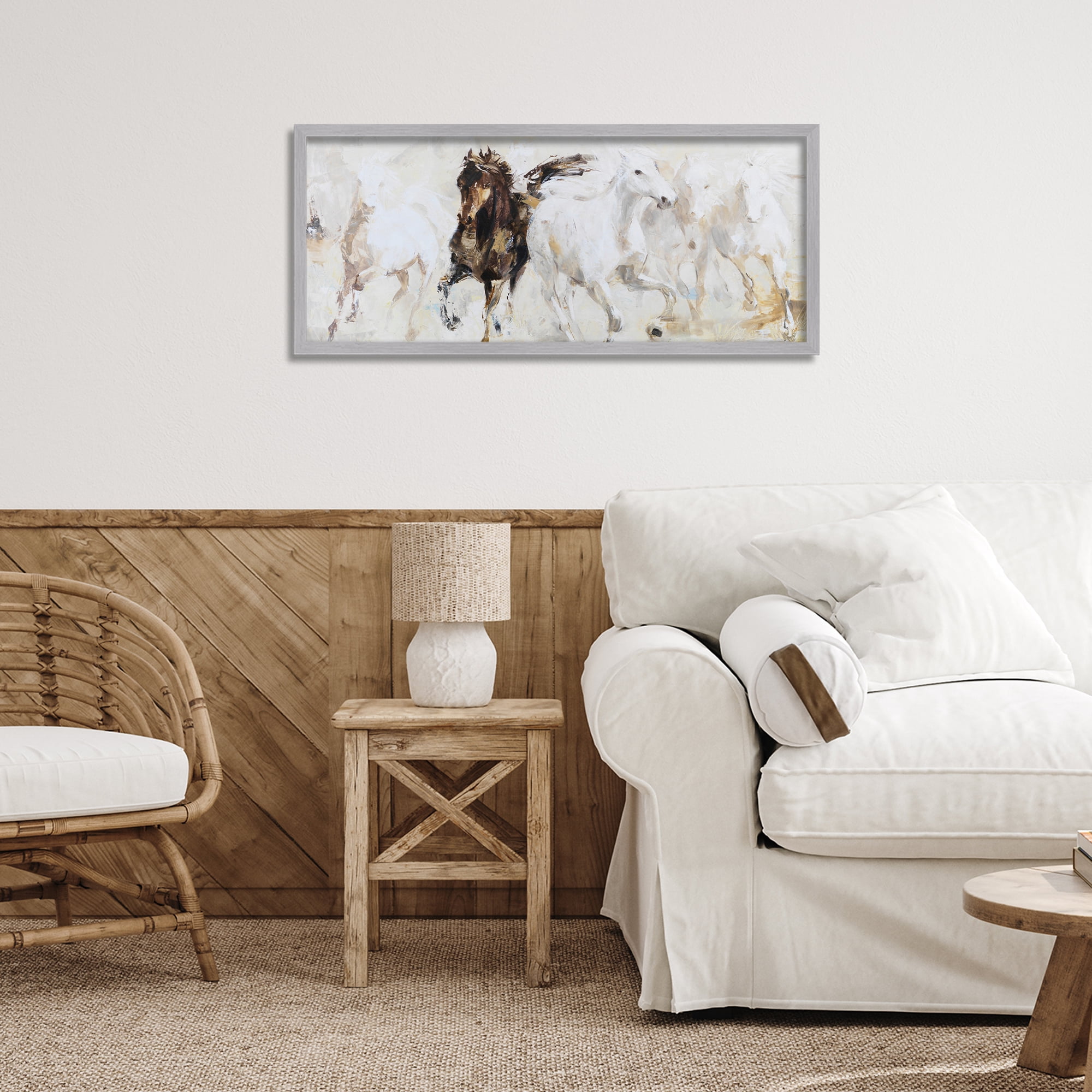 Stupell Industries Dancing Horses Abstract Scene Gray Framed Giclee Art, design by Lorenzo Collective