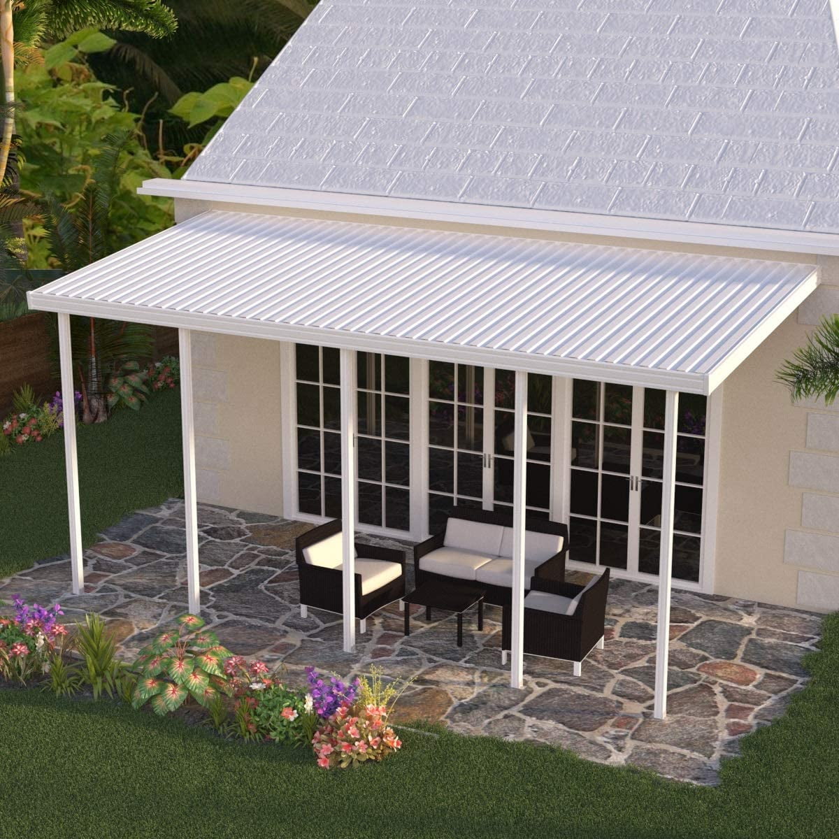 Four Seasons DIY Attached hard top Wall Mount Aluminum Patio Cover ...
