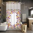 thumbnail image 3 of Colorful Flowers No Hook Shower Curtain with Snap in Liner Watercolor Spring Red Yellow Purple Daisy Lavender Floral Waterproof Bathroom Shower Curtain with See Through Top Window 54" x 78", 3 of 9