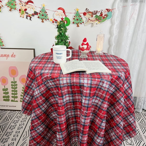 Bandera de mesa navideña con copos de nieve a cuadros, mantel para el hogar, mueble de TV, mantel para mesa de café, funda de toalla