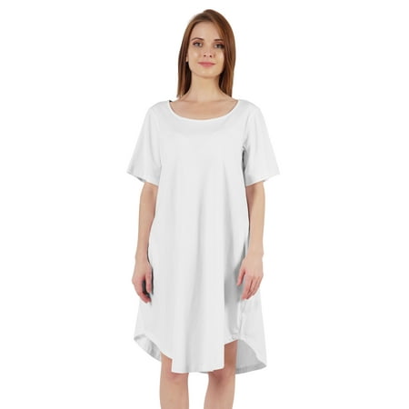 

Inkmeso Nightgowns for WoMen s Short Sleeve W/ Round Neck Nightdress Jersey Tunic Loungewear