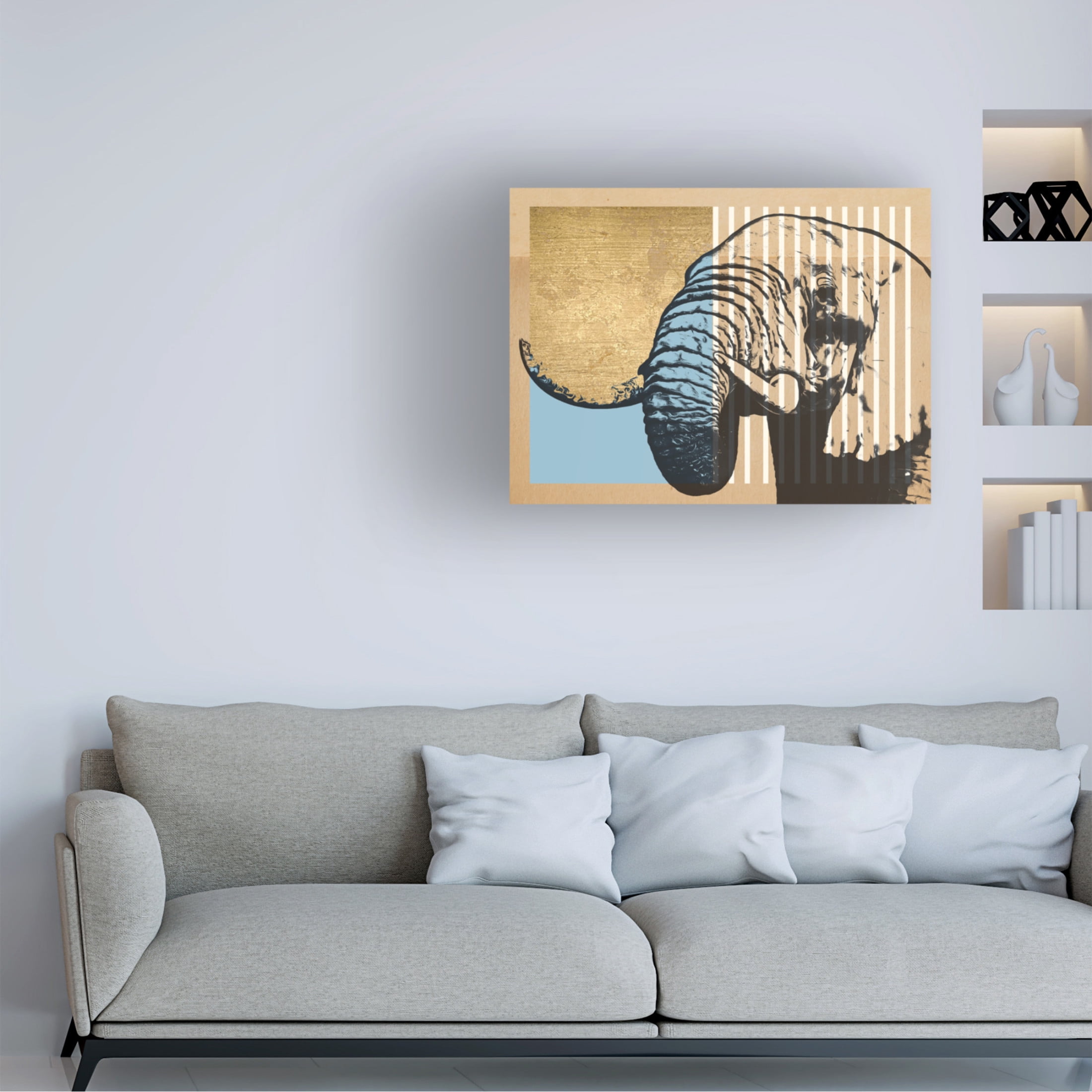 Trademark Fine Art Alonzo Saunders  Gold Geometric Elephant II Canvas Wall Art