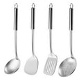 thumbnail image 1 of Mirdinner 4 Pcs Cooking Utensils Set, 304 Stainless Steel Kitchen Utensils, Include Wok Ladle, Slotted Spoon, Wok Spatula and Slotted Spatula, Dishwasher Safe, 1 of 7