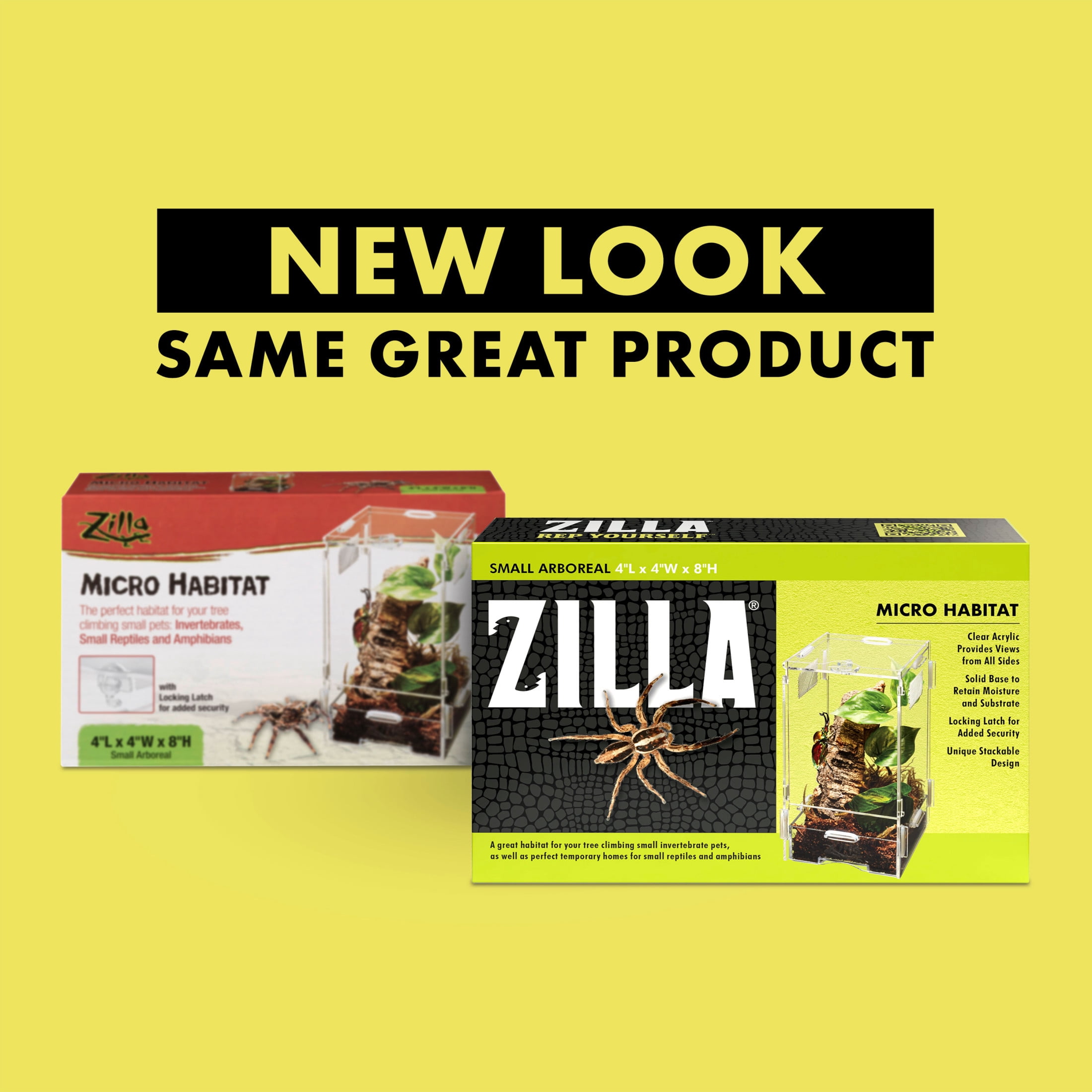Zilla Micro Habitat Reptile Terrariums with Locking Latch Arboreal, Small Acrylic