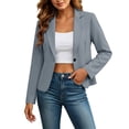 thumbnail image 2 of Long Sleeve Jacket Suit Blazer Womens Suit Women's Short Blazer Long Sleeved Lapel Business Casual Blazer Gray L, 2 of 9