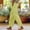 Yellow, variant on LEKODE Women's Cotton Linen Straight Leg Pants Drawstring Elastic Waist Casual Ankle Length Tapered Trousers Summer Beach Long Pant with Pocket Brown L