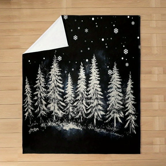 Jejeloiu Winter Christmas Pine Tree Fuzzy Blanket Throw for Sofa Couch Twin Size All-Season Machine Washable Durable Festive Xmas Decor