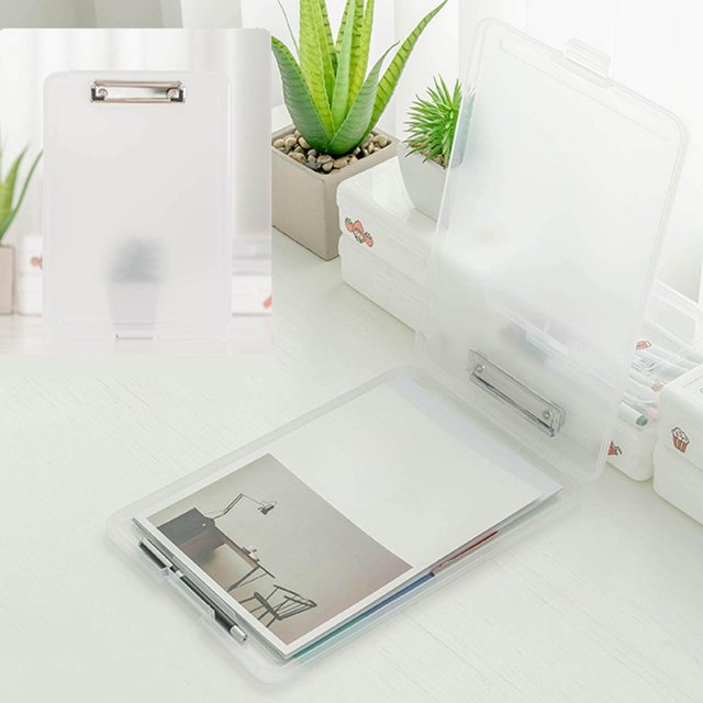 Plastic A4 File Box Document Folder Storage Case Office Organizer Writing Box Waterproof Filing Pad Box Organizer Supply Clear