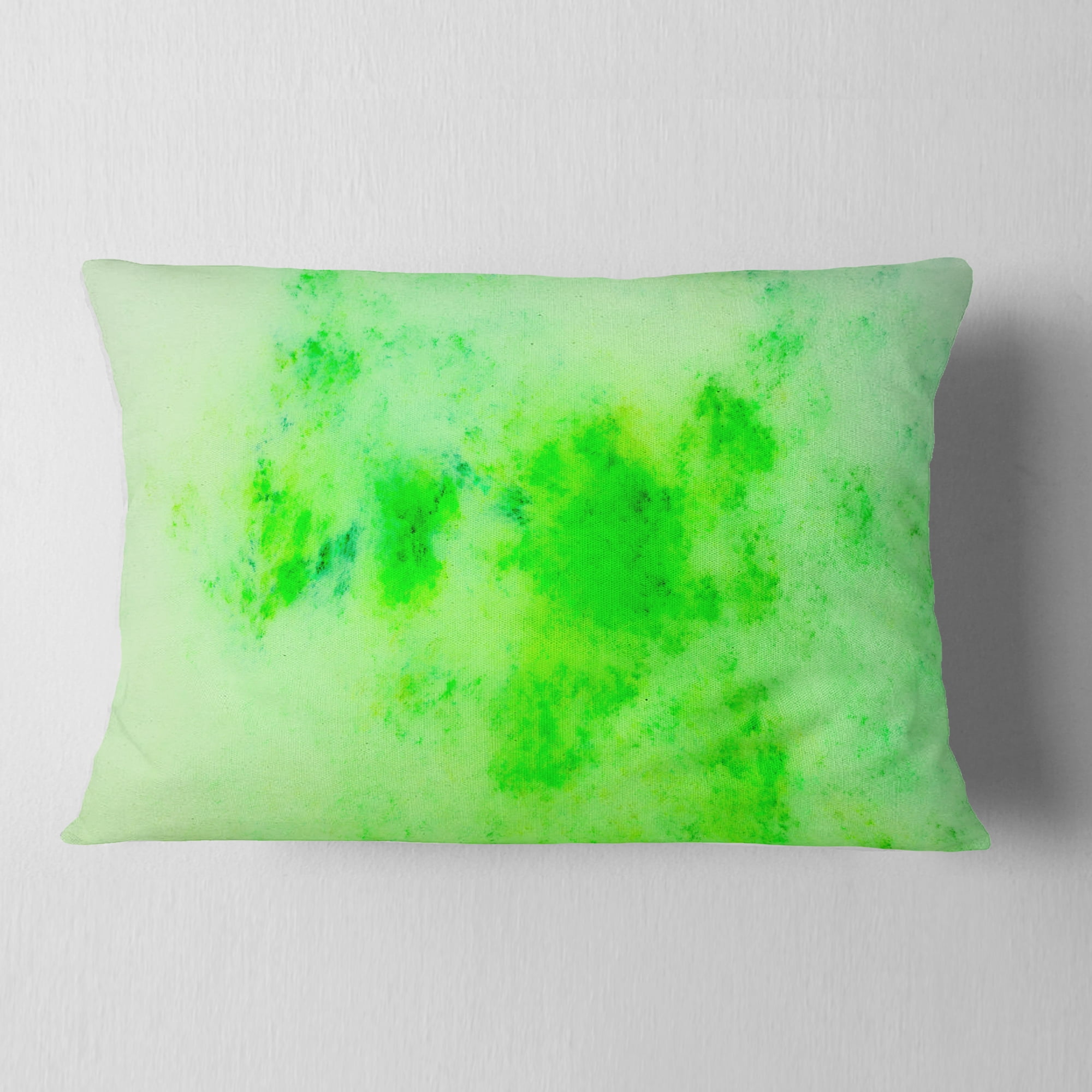 Designart Bright Green Starry Fractal Sky - Abstract Throw Pillow - 12x20