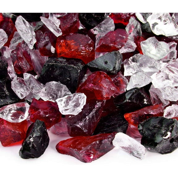 Black Cherry - Crushed Fire Glass Blend for Indoor and Outdoor Fire Pits or Fireplaces | 10 Pounds | 3/8 Inch - 3/4 Inch