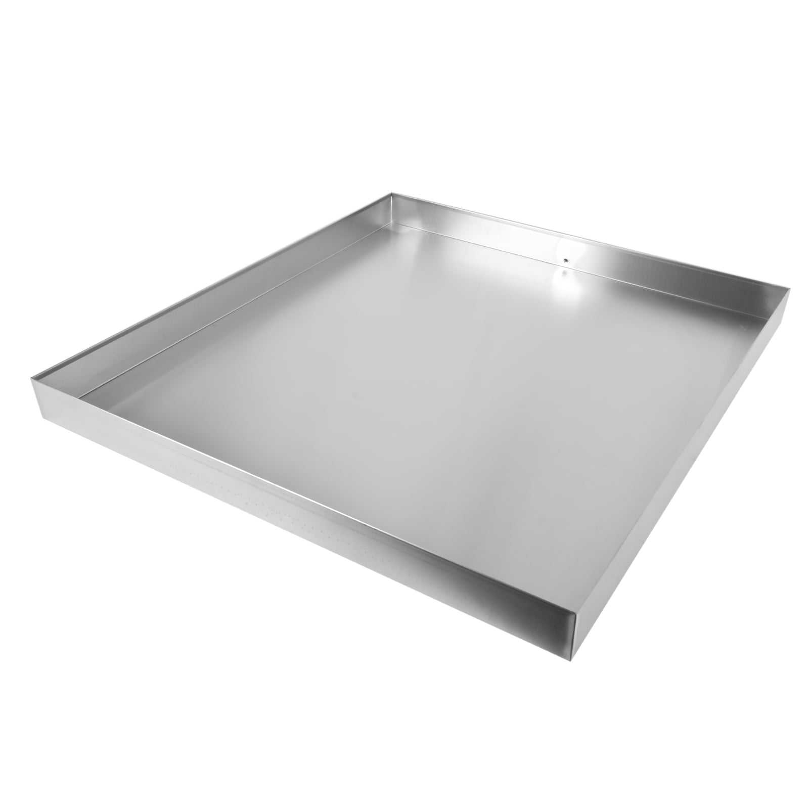 GELUOXI 32 x 30 x 2.5 Inch Washing Machine Pan Stainless Steel Washing Machine Drain Pan Heavy Duty Compact Washer Drip Tray with Drain Hole & Hose Adapter