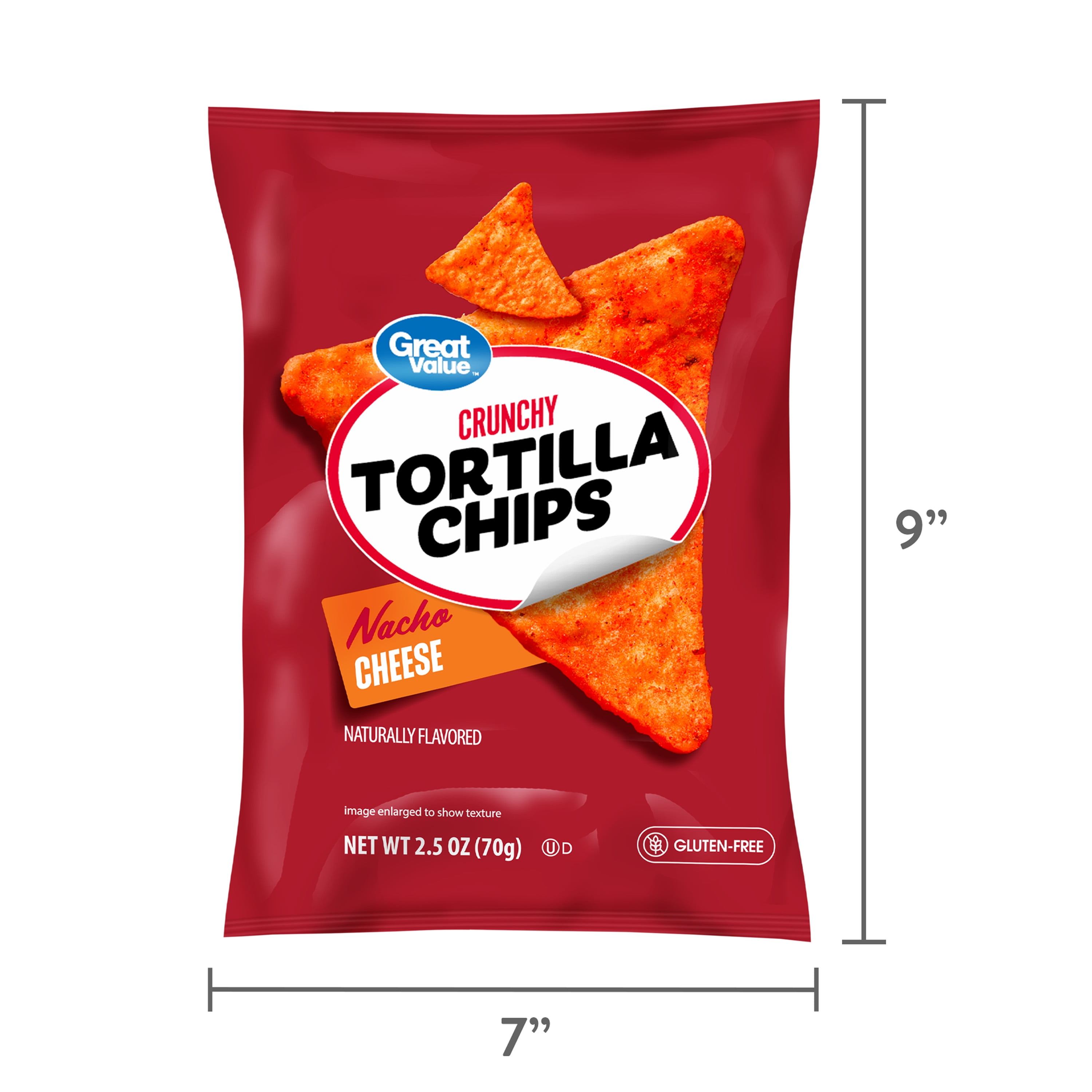 Great Value Nacho Cheese Tortilla Chips, 2.5 oz Bag