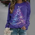 thumbnail image 2 of Feancey Plus Size Womens Dressy Christmas Tops Fashion Xmas Tree Print Long Sleeve T-Shirts Holiday Casual Round Neck Loose Tunics Multicolor5 5XL, 2 of 8