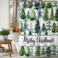 thumbnail image 3 of Merry Christmas Watercolor Xmas Tree Shower Curtain for Bathroom, Green Pine on White Waterproof Shower Curtains Washable Quick Dry with Hooks Bathtub Curtains 72x72IN, 3 of 9
