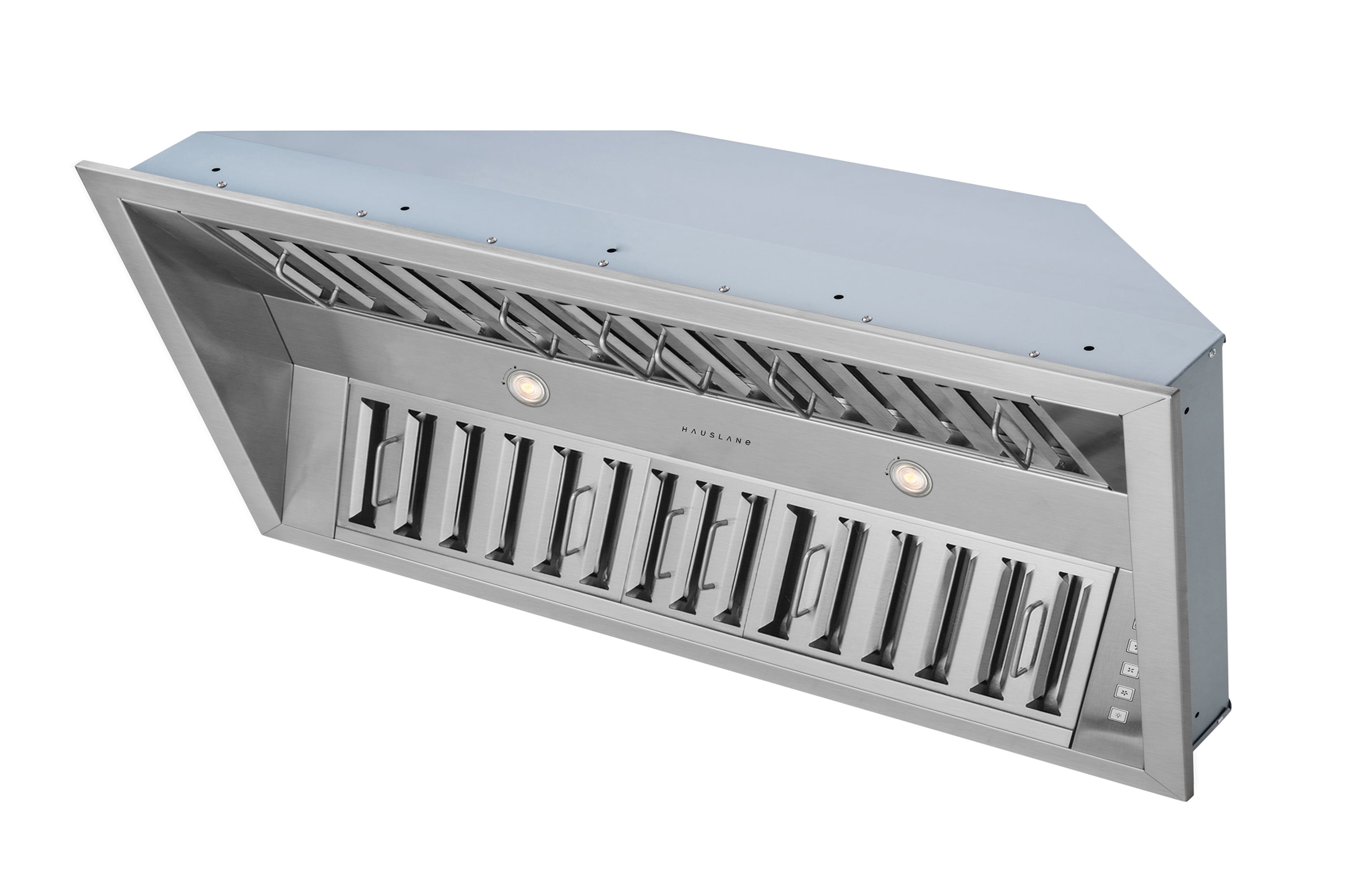 Hauslane | Pro-Style 40” IN-R300 Built-In Range Hood, 21” Deep | Low Noise Performance | Contemporary Design, Full-Size Handles, Professional-Grade Baffle Filters & Grease Tray, LED