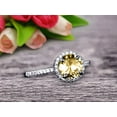 thumbnail image 1 of 1.75 Carat 6mm Round Cut Champagne Diamond Moissanite Engagement Ring On 10k White Gold Art Deco Halo Designed, 1 of 5